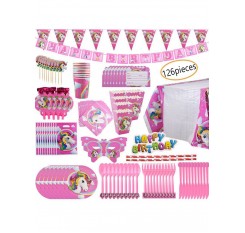 126 Pcs Unicorn Party Supplies Set Party Disposable Tableware Gift Bags Kids Party Favors