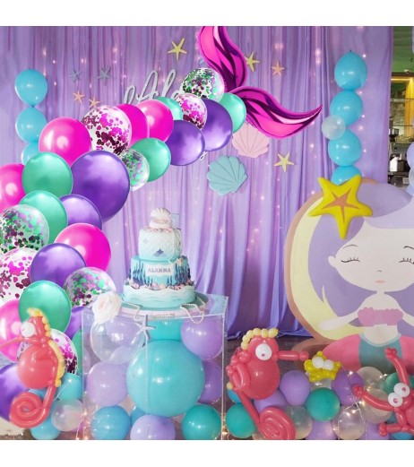 Balloons Set Children's Birthday Party Decoration Mermaid Balloons Set