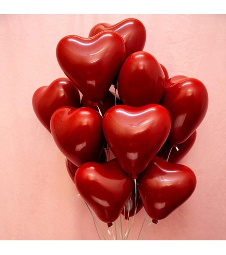 10 Pieces Balloons Double Layer Ruby Heart-Shaped Balloons Wall Decor