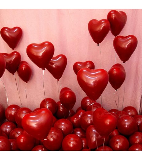 10 Pieces Balloons Double Layer Ruby Heart-Shaped Balloons Wall Decor
