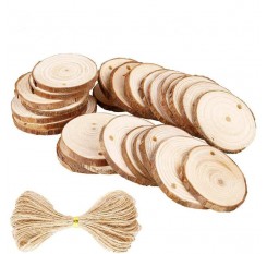 20PCS/30PCS Wood Slices Natural Wood Slices Rilled Hole Wooden Circles DIY Crafts Wedding Decor