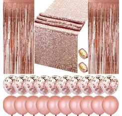 25 Pieces/set Rose Gold Party Decoration Supplies for Birthday Wedding Bridal Shower Anniversary Decor