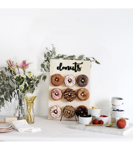 1Pc Donut Shelf Simple Wooden Party Decorative Doughnut Holder