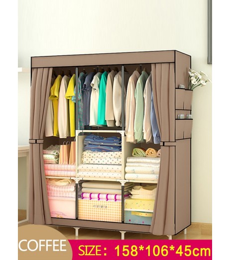 Simple Cloth Wardrobe Cartoon Printed Wardrobe Clothing Storage Cabinet