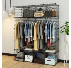 Simple Style Metal Wardrobe With Clothes Hanger Home Dorm Closet