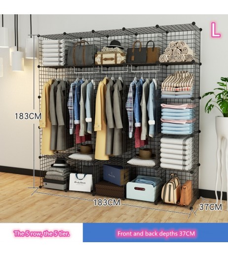Simple Style Metal Wardrobe With Clothes Hanger Home Dorm Closet