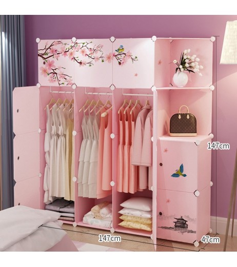 One Piece Bedroom Wardrobe Modern Sweet Assembled Clothes Organizer